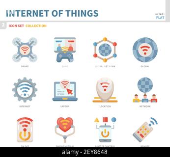 internet of things icon set,color flat style,vector and illustration Stock Vector