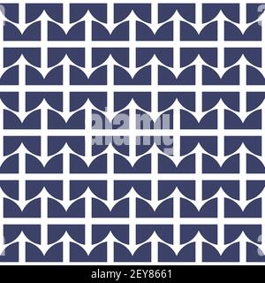 Abstract vector geometric seamless blue pattern with circles and cross stripes Stock Vector