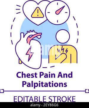 Chest pain and palpitations concept icon Stock Vector