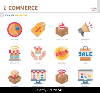 e-commerce and online shopping icon set,color flat style,vector and illustration Stock Vector