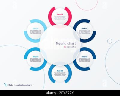 Vector round circle infographic chart template divided by six parts Stock Vector