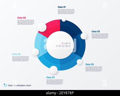 Vector round circle infographic chart template divided by six parts Stock Vector