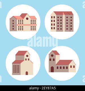 four city buildings Stock Vector