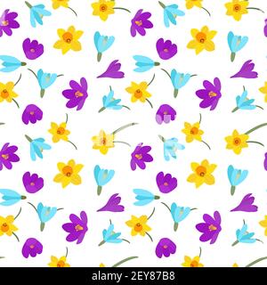 Seamless pattern with different colors. Seamless repeating pattern with spring flowers.Vector. Stock Vector