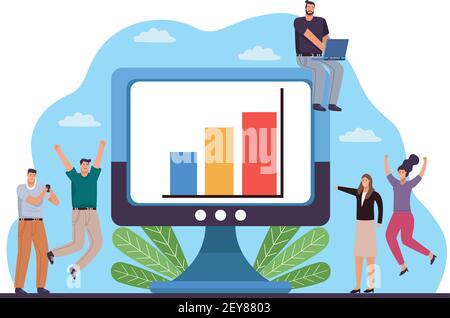 businesspeople and desktop Stock Vector