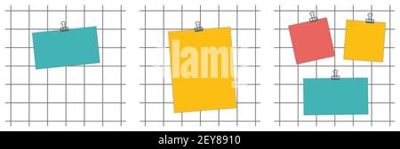 Set of Mood boards, white wall with one or three mockup pieces of paper of different sizes and binders for planning education inspiration memories tex Stock Vector