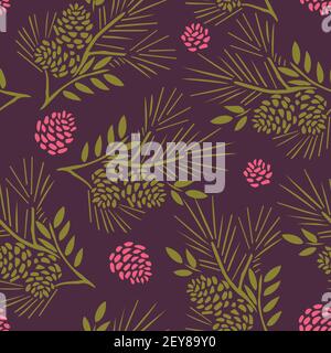 Elegant pine vector seamless pattern for wallpaper, textile , surface, fashion , background,tile, stationary, home decor, furnishing etc. Stock Vector