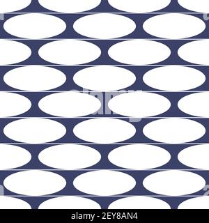 Abstract vector geometric seamless pattern with oval, ellipse. Blue background. Stock Vector