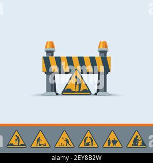 cute under construction road signs template Stock Vector