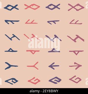 Seamless pattern in the form of Norwegian runes. Stock Vector