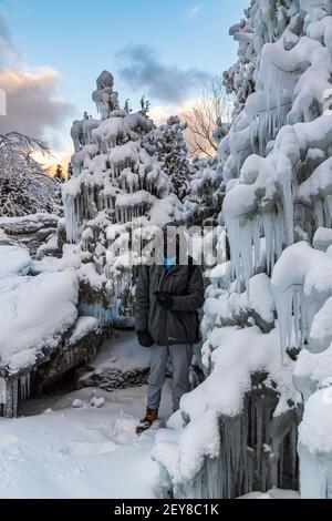 Indian Head Cove & The Grotto Bruce Peninsula National Park Tobermory Ontario Canada in winter Stock Photo