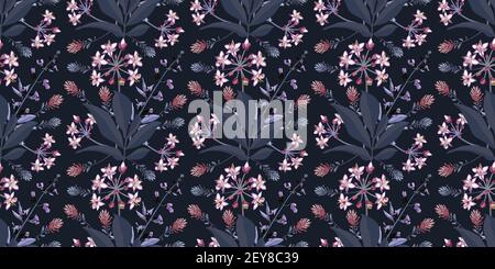 Vector floral seamless pattern. Pink, purple flowers. Stock Vector