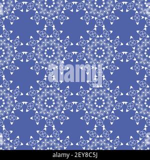 Abstract vector oriental seamless pattern. Ornamental blue and white background Stock Vector