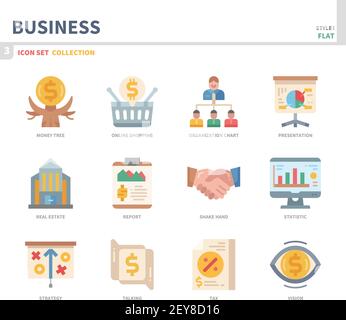 business and finance icon set,color flat style,vector and illustration Stock Vector