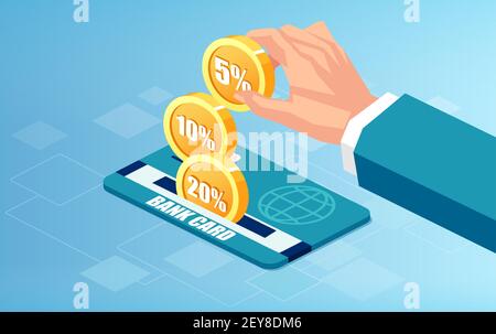 Vector of a businessman receiving a cash back by paying with credit card Stock Vector