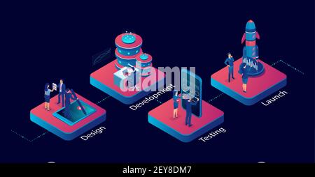 Innovative IT industry startup workflow development concept Stock Vector