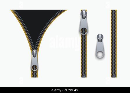 zipper two color set isolated on white Stock Vector