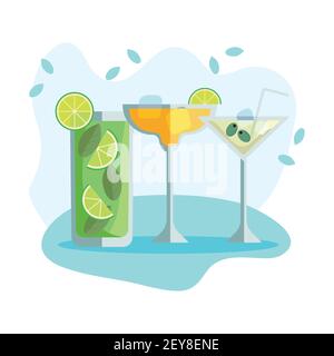 three cocktails drinks Stock Vector