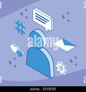 six isometric icons Stock Vector