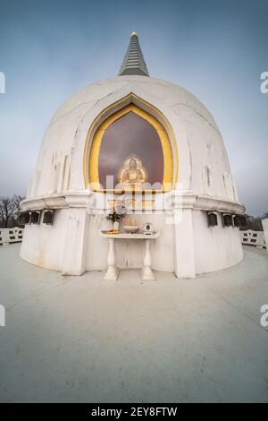 white stupa in hungary, Zalaszanto, called peace stupa Stock Photo