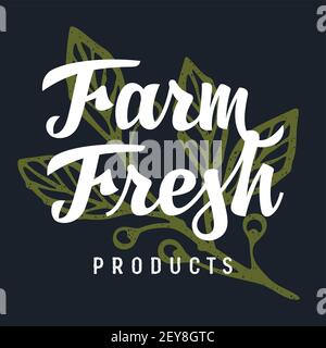 Farm Fresh handmade lettering for authentic design of butcher shop or farm market Stock Vector