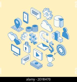 media icons around Stock Vector
