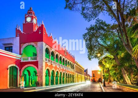Merida, Mexico. Plaza Grande of spanish colonial city downtown in Yucatan. Stock Photo