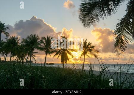 Sunrise at Smathers Beach in Key West, February 2021. Stock Photo