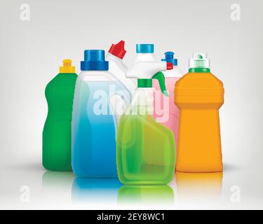 'Colourful Detergent Bottles Composition Stock Vector