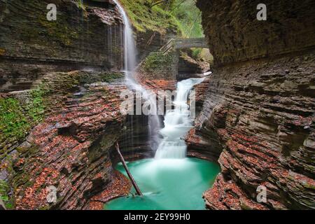 Photo of the falls at the the Watkins glen national park in NY Stock Photo