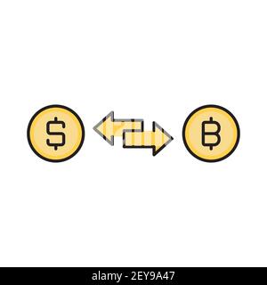 baht and dollar exchange vector icon filled flat sign-for mobile concept and web design us dollar Stock Vector