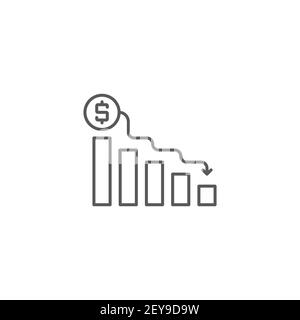 declining graph vector icon business decline chart filled flat sign for mobile concept and web Stock Vector