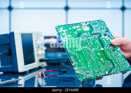 Circuit board witch microcontroller Stock Photo