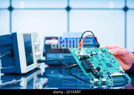 Circuit board witch microcontroller Stock Photo