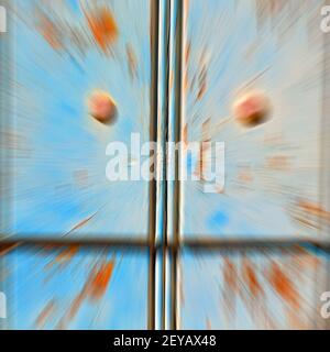 Venetian blind     in    santorini europe greece  old architecture and gray Stock Photo