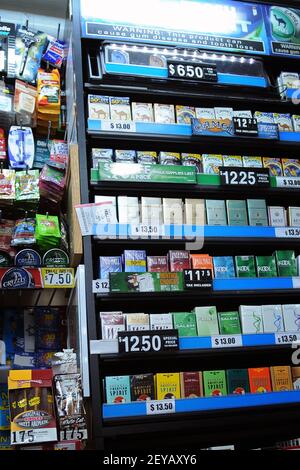 Openly displayed cigarettes and tobacco products for sale in an upper east  side deli in New York, NY on March 23, 2013. New York City Mayor Michael  Bloomberg, fresh from his defeat over banning large sugary drinks,  submitted to City Council a proposed 