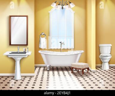 Realistic Toilet Interior Background. Template For Design Stock Vector ...