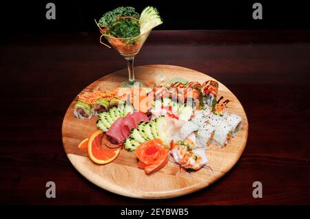 Traditional and authentic Japanese cusine know as a Sushi Roll Stock Photo