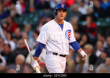 Chicago Cubs' Anthony Rizzo stands in the dugout during a baseball game  Pittsburgh Pirates in Pittsburgh, Monday, July 1, 2019. (AP Photo/Gene J.  Puskar Stock Photo - Alamy