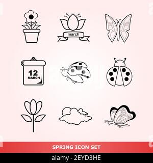 spring icon set vector Stock Vector