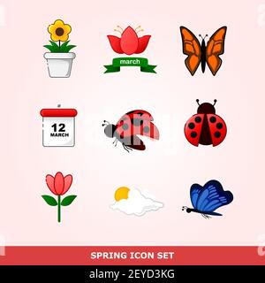 Spring flat icon set. Vector and Illustration Stock Vector Image & Art ...