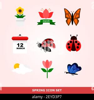 spring icon set vector Stock Vector
