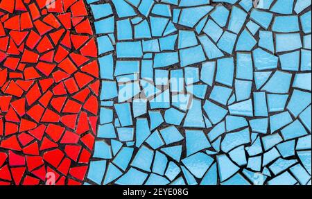 A closeup shot of a ceramic mosaic in red and blue colors - Perfect foe background Stock Photo