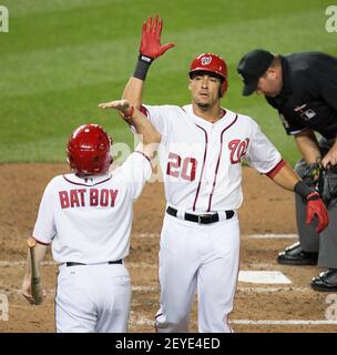 Washington Nationals' Ian Desmond gets his grip on his bat during the  seventh inning of an interleague baseball game against the Chicago White  Sox at Nationals Park ,Wednesday, April 10, 2013, in