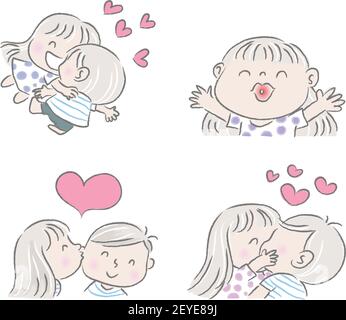 Vector Cartoon Boy And Girl Lover Emoji Set Stock Photo Alamy