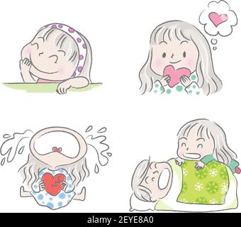 Vector cartoon boy and girl lover emoji set Stock Photo - Alamy