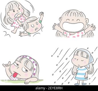 Vector cartoon boy and girl lover emoji set Stock Photo - Alamy