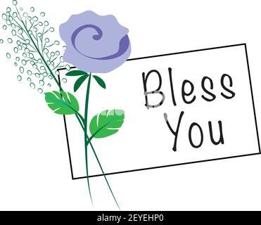 vector rose flowers with greeting card: bless you Stock Vector