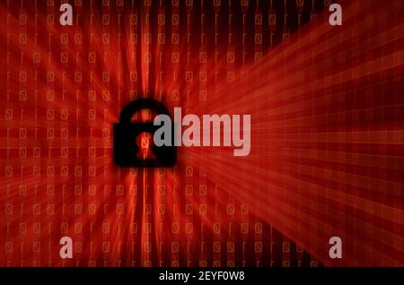 red lock on binary numbers and digital screen background Stock Photo ...