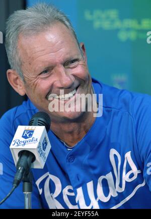 U.S. Team manager George Brett watched batting practice for the All-Star  Futures baseball game at Kauffman Stadium in Kansas City, Missouri, Sunday,  July 8, 2012. (Photo by John Sleezer/Kansas City Star/MCT/Sipa USA